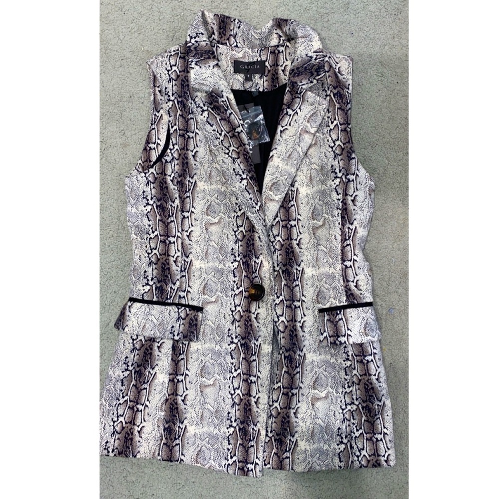 Gracia snake skin print long vest
